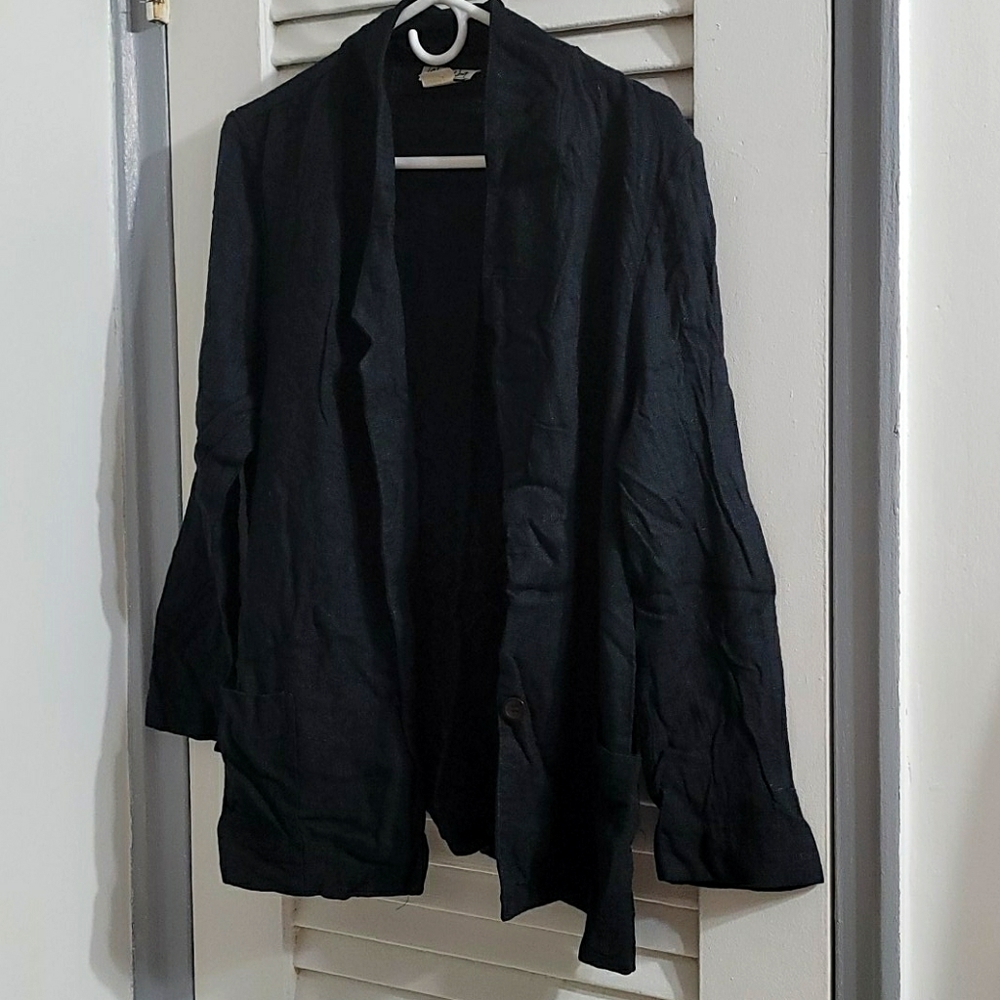 Linen blend long sleeve blazer